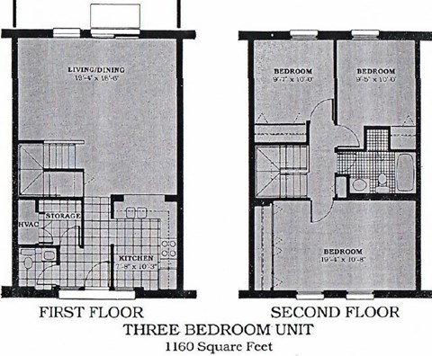 Floor plan for 3 beds, 1 bath, 1160 sqft